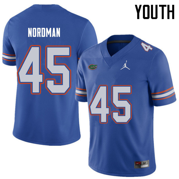 Jordan Brand Youth #45 Charles Nordman Florida Gators College Football Jerseys Sale-Royal - Click Image to Close